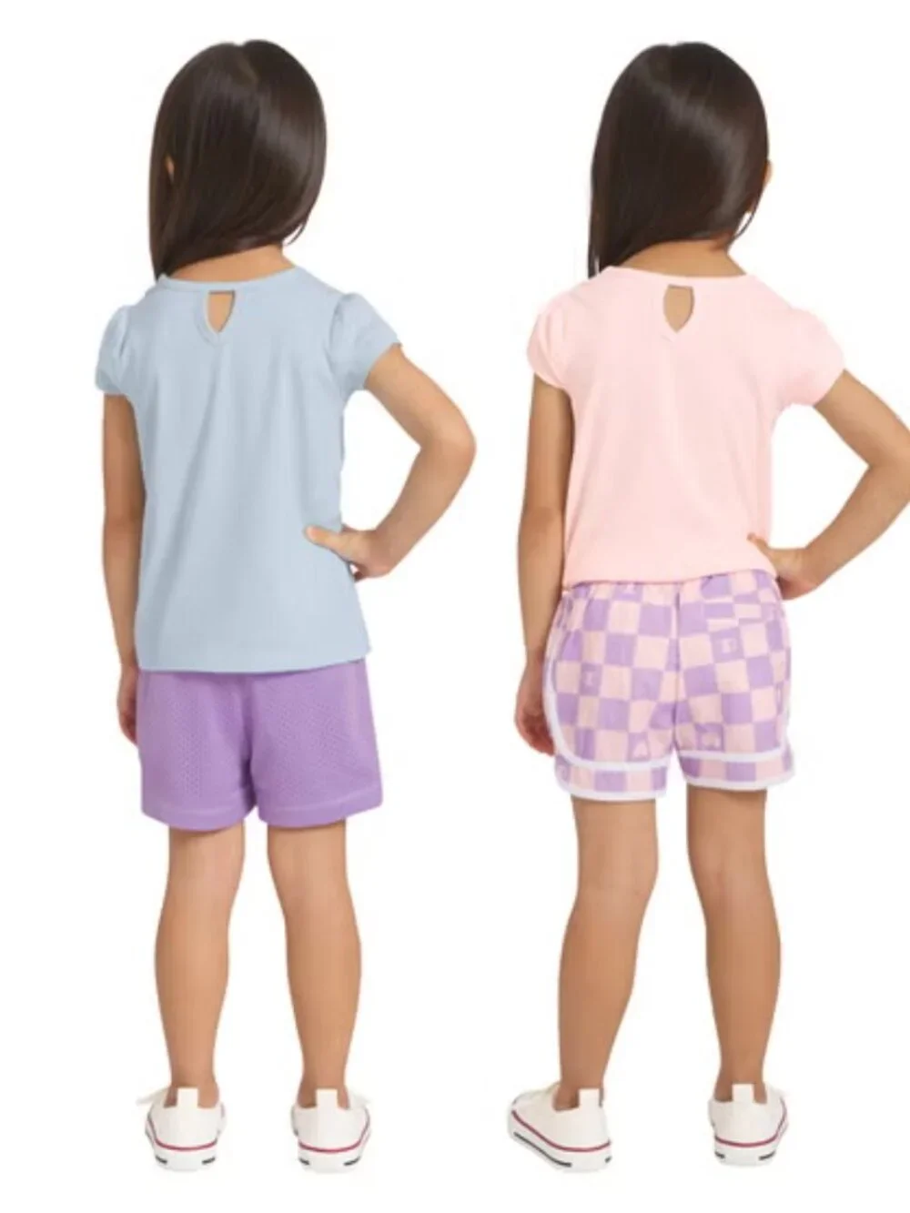 Champion Girls 4 Piece Tee Shorts Activewear Set Purple Pink Blue NWT 4T